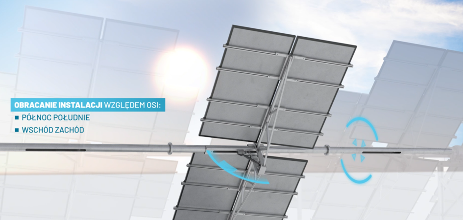 Original MODMEC animation still showing the underside of repeated four-module frames and cyan arrows indicating the two rotations